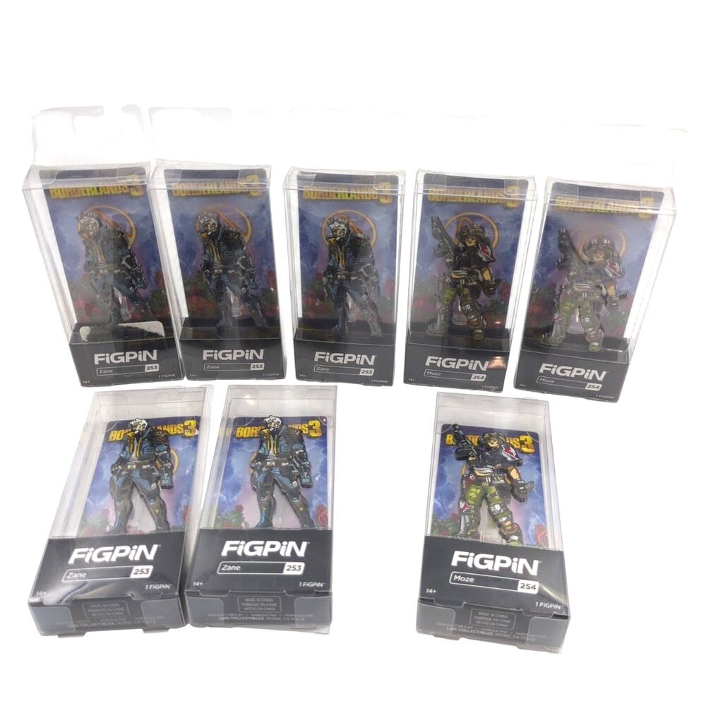 FiGPiN Borderlands 3 Zane Moze Trading Pin Lot of 8 Enamel Collectibles New